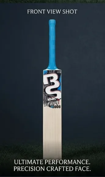 Babar Beast 3000 cricket bat with blue handle and black and white ...