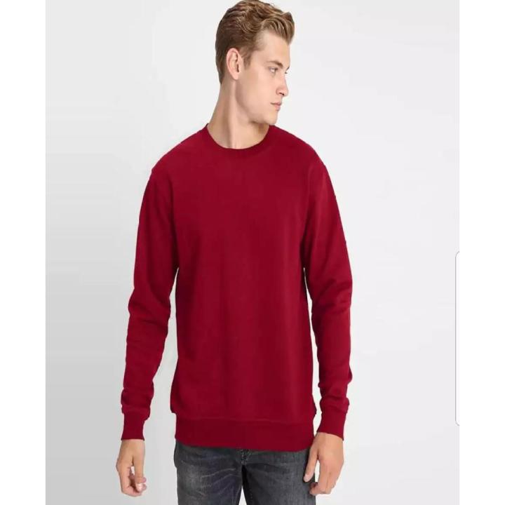 Red Fleece Plain Sweat Shirt for Him
