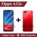 Oppo A12e Tempered Glass Polish Screen Protector + Back Jelly Protector Clear Soft Film Protection Hydrogel For A12e. 