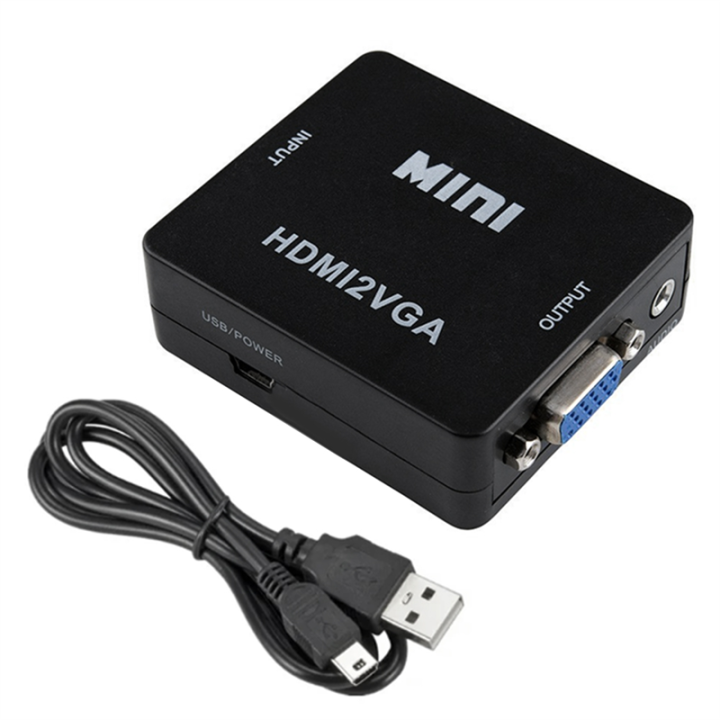 1080P -Compatible to VGA Adapter Converter for PC Laptop TV Box Computer Display Projector Black