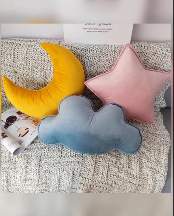 Fancy%20Decorative%20Soft%20Velvet%20Pack%20Of%203%20Kids%20Room%20Cushion-Baby%20Cot%20Pillows-Babies%20Carry%20Nest%20Nursery%20Cushion%20Star%20Moon%20And%20Cloud%20Shape%20-%20Image%203