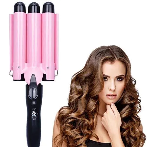 3 Barrel Hair Waver Hair Curler Curling Wand Iron for Short Hair Long Hair Professional Curling Wand 30s Quick Perfect Heating Long Lasting Ceramic Hair Crimpers Daraz.pk