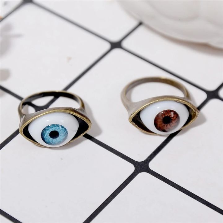 Punk Eyeball Rings for Men Women Unisex Evil Eye Vintage Halloween Jewelry Wholesale
