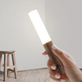 Portable Smart LED Motion Sensor Night Light, Rechargeable Wooden Stick Wall Lights, Battery Powered for Living Room, Bedroom,. 