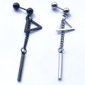 Kpop Idol Jewelry Stray Han Ji Sung Lee Felix Same Triangle Chain Ear Studs Dangle Silver Black Drop Earring Teen Accessories. 