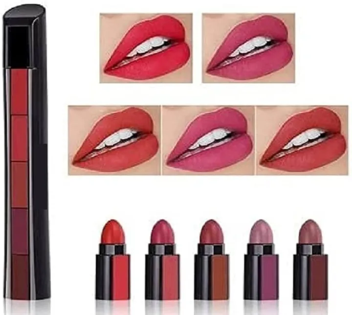 5 in 1 Multi-Shade Lipstick – Long-Lasting • Matte & Smooth Finish ...