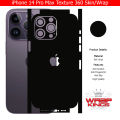 iPhone 14 Pro Max Skin/Wrap 360 Protection Sheet/ Carbon fiber/ Matte/ Transparent/ Lamination Back And Sides Included Camera Skin. 