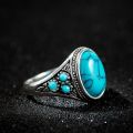 Turquoise Stone Men Ring Vintage Titanium Stainless Steel Seal Rings Punk Hiphop Male Finger Jewelry Gift. 