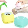 Silicon Bath Body Brush, Exfoliating Body Scurb Brush with Soap Dispenser, 2 in 1 Ultra Soft Bath Sponge Shower Brush and Body Massager, Baby Shower Brush, Shampoo and Gel Dispenser, Loofah Brush, Body Cleaning Scrubber for Man, Women and Children. 