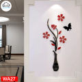 Red and Black Wooden Vase - Premium Quality Home Decoration Piece for Wall and Room Decor. 