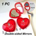Korean Cute Heart Shaped Mini Makeup Mirror Compact Pocket Mirror Portable Double-Sided Folding Cosmetic Mirror Women Gifts. 