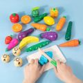 Magnetic Wooden Cutting Fruits Vegetables Pretend Play Simulation Kitchen Toys Classic Game Montessori Educational Toys For Kids. 