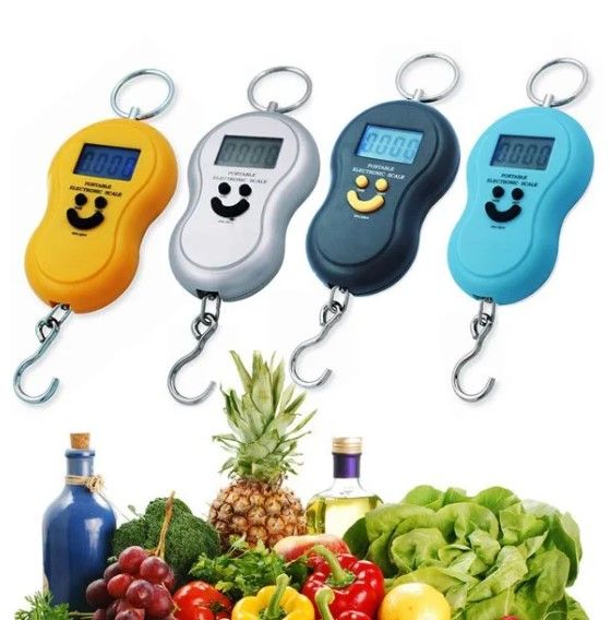 Mini Round Portable Electronic Weighing Scale 50Kg/10g Market Shopping Scale Kitchen Food Scale with 4 colors BLACK/BLUE/WHITE/SILVER