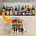 NEW STYLE-Premium Quality 2-Tier Metal Spice Rack for Kitchen-Multipurpose storage rack Organizer-Spice Racks with Spice Jars,Portable Jar Stand,Bathroom Storage Shelf,Shampoo Holder,Makeup Stands!-kitchen and bathroom organizers-black-white. 