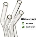 Techmanistan Set of 4 - Reusable Glass Straws With Cleaning Brush, Glass Drinking Straws. 