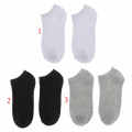 3 Pair Ankle Socks  - Plain Cotton Mens Short Male sock - black/white/gray. 