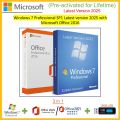 Windows 7 Professional SP1 Genuine 2025 Latest with Microsoft Office 2016/2024 (Pre-activated for Lifetime 32bit - 64bit) Multilingual + USB...(2 in 1). 
