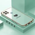 Luxury 6D Plating Soft Casing Silicone Square Frame Phone Case For OPPO A15 Case Shiny Bling Back Cover Lover Heart Square Edge Pattern Design Soft Case + Free Lanyard. 