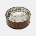 Natural Wooden Hotpot with Steel and Brass work | Premium Handmade Wooden Kitchenware for Dining & Home Decor |  Handcrafted Wooden Hotpot with Traditional Design | Wooden Soup Pot for Kitchen Decor |  Wooden hotpotSet with Brass Work | Hadi Wood Crafts. 