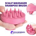 Hair Scalp Massager Shampoo Brush Soft Silicon Bristles Pink Color. 