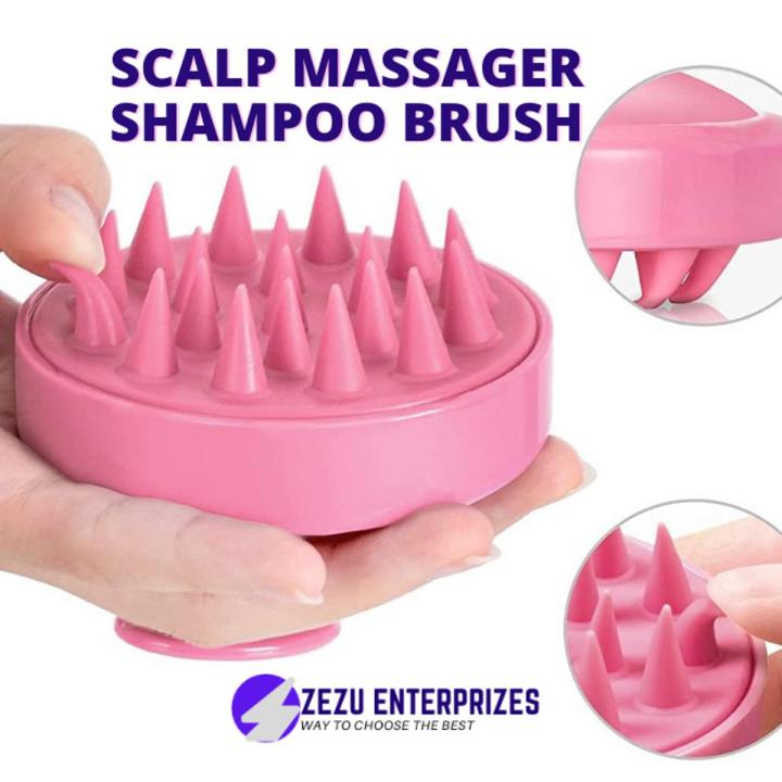 Hair Scalp Massager Shampoo Brush Soft Silicon Bristles Pink Color
