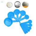 Measuring Spoons of 1/4sp(1.25ml) 1/2sp(2.5ml) 1tsp(5ml) 1/2tbsp(7.5ml) 1tbsp(15ml) 1/8cup(30ml) 1/4cup(60ml) 1/3cup(80ml) 1/2cup(125ml) 1cup(250ml). 