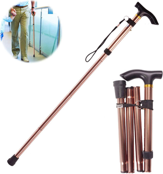 Adjustable Folding Walking Stick with Anti-Slip Foot Cover, Ergonomic ...