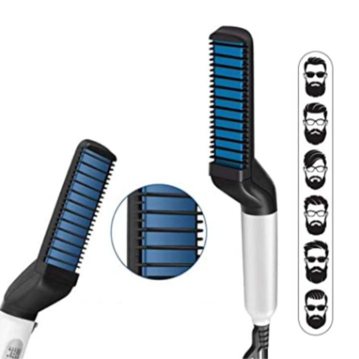 Modeling Comb Hair Straightener Hair Iron Men Quick Beard Straightener Styler Comb Perfuw Upgraded Electric Anti-Scald Modeling Comb Men's Hair Straightening Comb, Anti Static, Efficient For Styling And Hair Fashioning