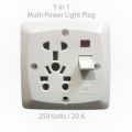 Multi Pin Power Socket (Light Plug) 5 in 1 - Wall Socket Plate - 250 Volts / 20 Amp - Major -White. 