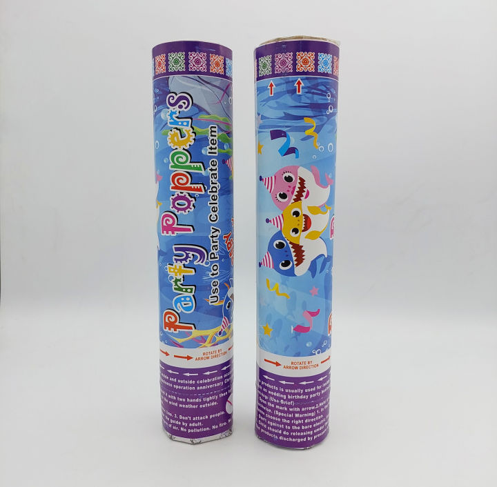 BABY SHARK THEME PARTY POPPERS PACK OF 2 PARTY POPPER ( 20 CM SIZE )