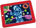 Bonus Magic pad Light up LED Drawing Tab which Includes 4 Dual Side Markets, Fun Guide 42 Stencils, Glow Boost Card, Dry Eraser and Carrying Case. 