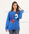 CARTOON Royal Blue Fleece Winter High Quality Sweatshirt For Women. 