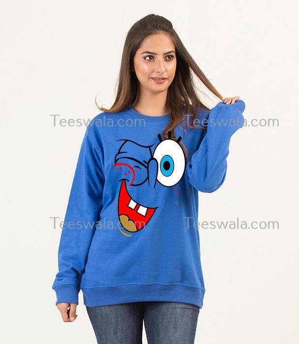 CARTOON Royal Blue Fleece Winter High Quality Sweatshirt For Women