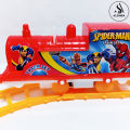 Spiderman Gauge Electric Train Set Toy For Kids Boys & Girls - Operated Battery - Red. 