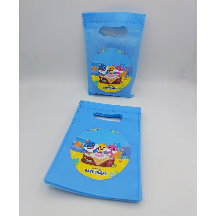 BABY SHARK THEME FABRIC BAGS PACK OF 10 GOODY BAGS