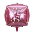 4D CUBE BABY GIRL FOIL BALLOON ( 24 INCH ). 