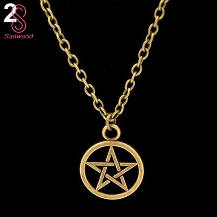 Women Men Round Hollow Star Pentagram Pendant Necklace Xmas Gift Cool Jewelry