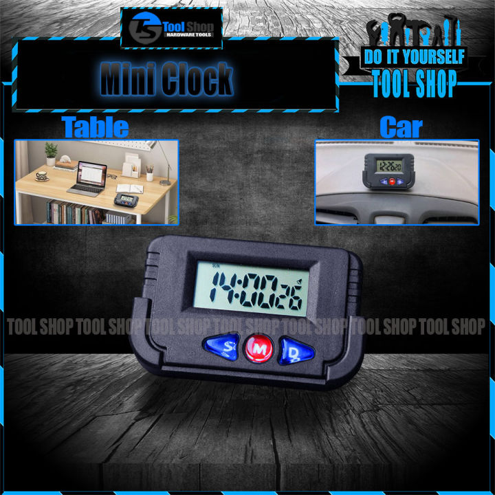 Mini Digital Table Clock Desk Car Calendar Watch Black