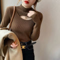 Yfashion Women Half Turtleneck Sweater Knitted Bottoming Shirt  Fit Solid Color Long Sleeves Tops color. 