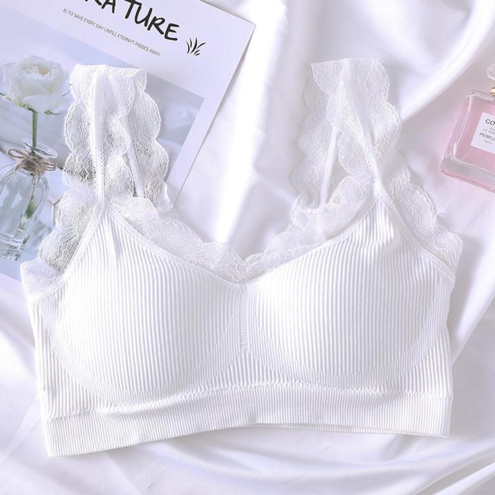 Korean Style Seamless Underwear Fairy Beauty Back No Steel Ring Detachable Chest Pad Lace Bra