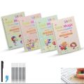 Magic Practice Book (4 BOOKS+10 INK REFILL) , Montessori Children Tracing Handwriting | First Learning Books for Kids | Preschool. 