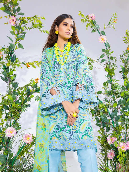 Salitex Women Embroidered Yarn Dyed 3 Piece Suit SUNS24NO006 - Summer Collection