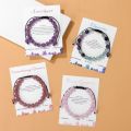 New Natural Stone Amethysts Bracelet with Card 8mm Pink Quartz Fluorite Beads Bracelet Adjustable for Women Men Couple Jewelry. 
