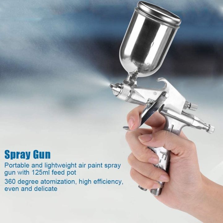Paint Spray Gun, Air Paint Spray G un, F-2 Mini Gravity Type Aluminum Alloy Portable Pneumatic Tool Home Furniture Toys for Automotive Paint Repair
