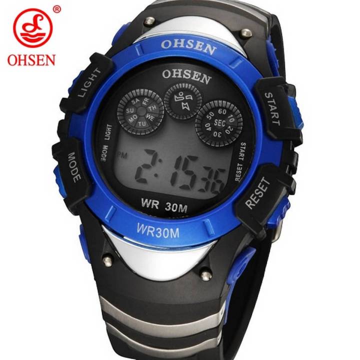 OHSEN 0815 Fashion OHSEN Boys Sport Watch Men Alarm Day Date Stopwatch 7 Colors LED Back Light 30M Waterproof Wristwatch Digital Kids Watch