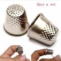 3pcs Silver Color Sewing Thimbles Metal Finger Protector Tools DIY Craft Accessories 19x18mm(3/4"x3/4") KS. 