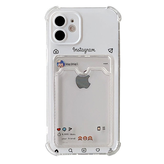 Korean INS Screenshot Card Bag Phone Case For iPhone 11 12 13 Pro XS Max X XR SE 7 8 Plus Photo Frame Soft Shockproof Back Cover