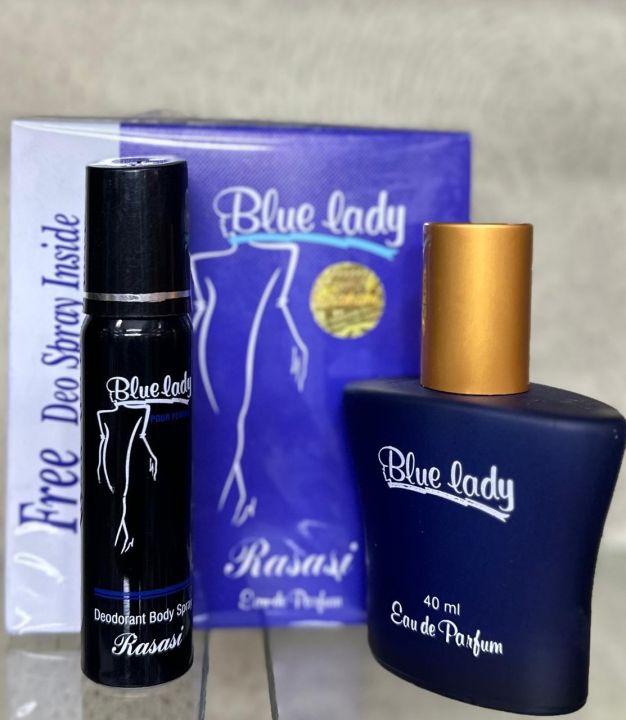 Pack of 2 Blue Lady Perfume + Blue lady Body Spray Deodorant For Women - Long Lasting