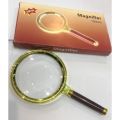 100mm 10x Handheld Jewelry Magnifier Magnifying Glass Red Brown Handle 100 mm / 10X Jewelry Loupe for School, Offices, Doctors. 