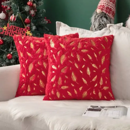 Christmas Throw Pillow Covers Set Of 2 - Cozy Fleece Tree & Star Design, 18x18 Inches